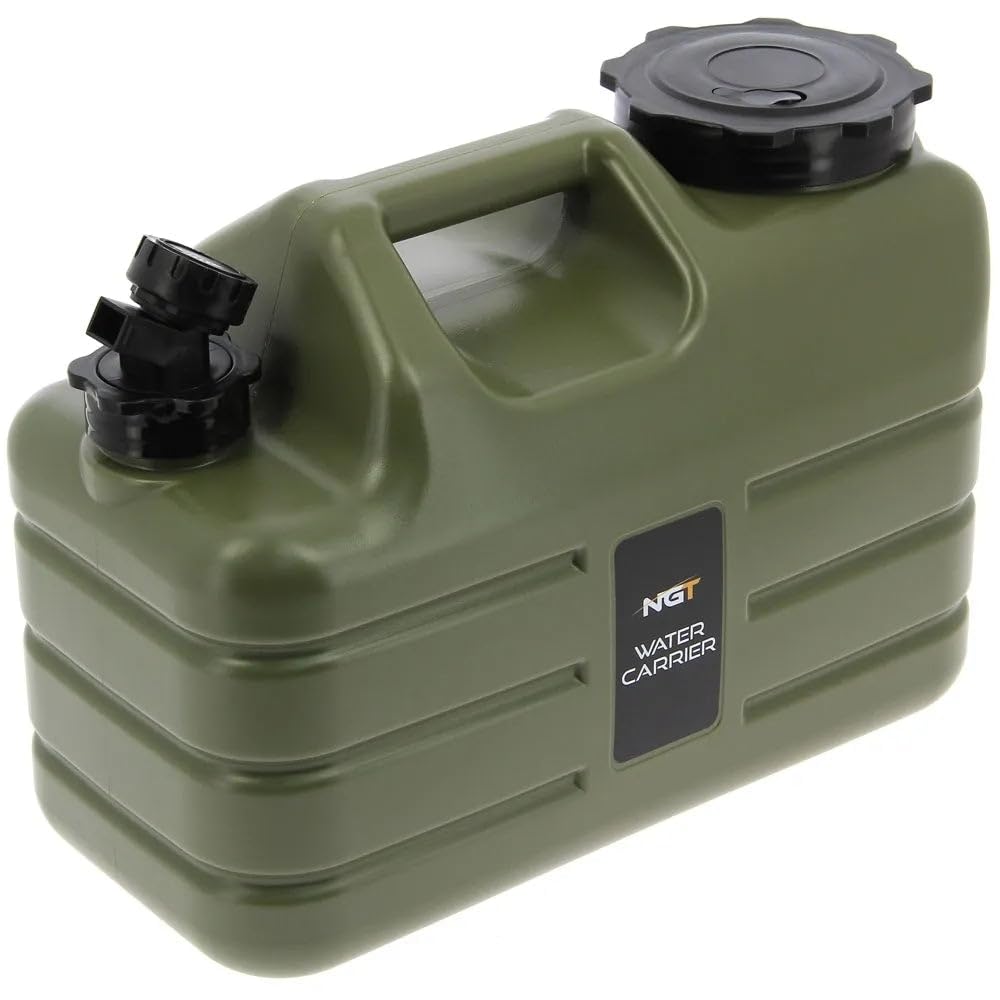 NGT Water Container Carrier 11L Heavy Duty Carp Fishing Camping Jerrycan with Tap, Green