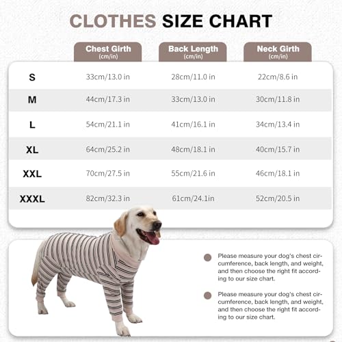 Image of Dog Recovery Suit, Pet Surgery Suits for Female Male, Striped Recovery Shirt Dog Abdominal Wounds Bandages, E-Collar & Cone Alternative, Neuter Stop Licking Onesie Body Suits for Large Dogs