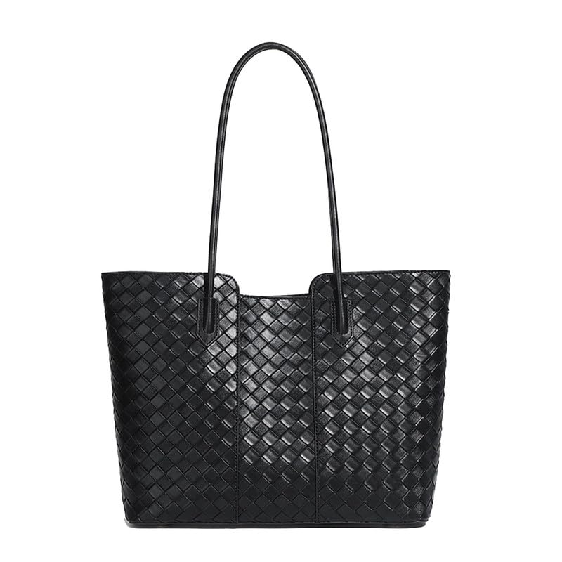 Damska pleciona skórzana torba na ramię, zestaw matki i córki o dużej pojemności, minimalistyczna torba do pracy, przestronna torba Commuter, Czarny (Black), Talla única, plecaki na co dzień
