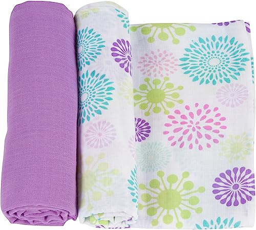 Image of Miracle Blanket Soft Muslin Swaddles Newborn Nursery Sleep Essential - Pack of 2 Warm Wraps (Color Bursts)