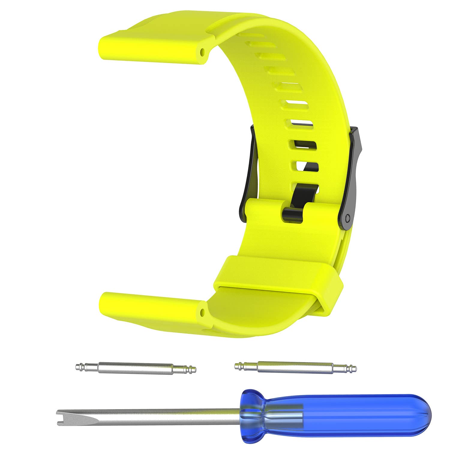 Chainfo Silicone Rubber Watch Strap with Buckle compatible with Suunto Traverse Band, Waterproof Replacement Band NO230327 (Lime) - Image 2