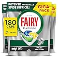 Fairy Platinum Detersivo Pastiglie Lavastoviglie Brillantante, 180 Capsule Lavastoviglie, Limone, con Sistema Di Prelavaggio Integrato, Efficace nelle Sfide Difficili Contro lo Sporco