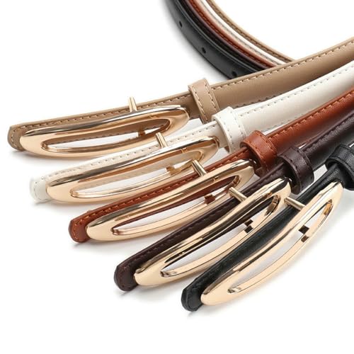 Leather Skinny Belt with Gold Buckle, Multiple Colors, Dress Belt for Women, Casual Fashion Waist Accessories2