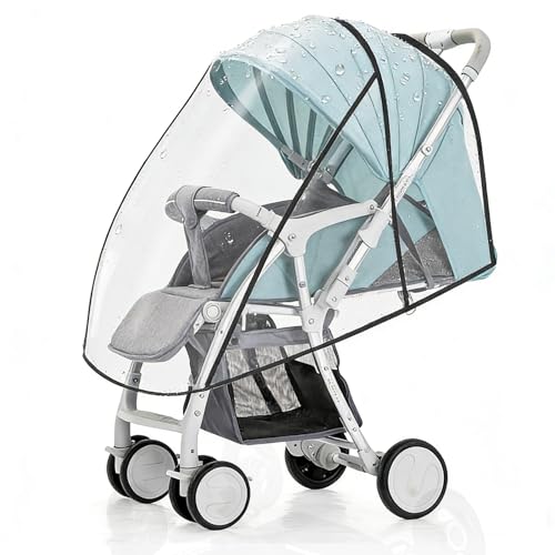 Habillage Pluie Universelle pour Poussette, Conception Transparente Protection Pluie Poussette Protège Contre Pluie Vent Poussière Bonne Protection Pluie...