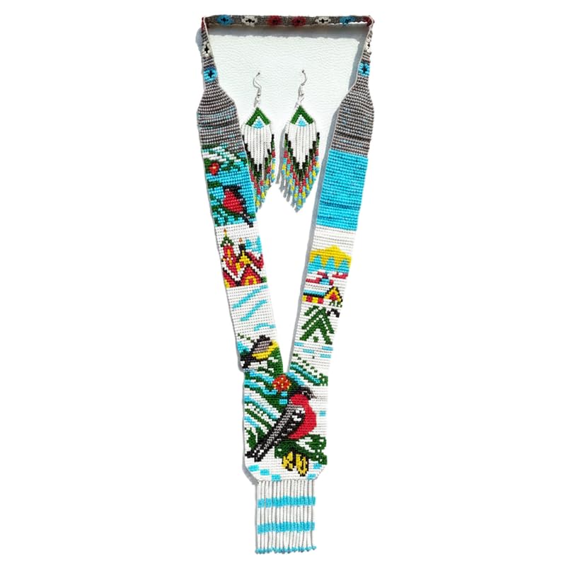 Conjunto de collar y pendientes ucranianos gerdan LKBEADS de cuentas tradicionales LK_UKRN_1099