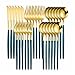 WEARRR Set de Cubiertos de Acero Inoxidable Conjunto de vajillas de Plata Negra 30 unids Forks Cuchillos Cocina Cocina Cuadros de vajilla Conjunto ecológico Amistoso (Color : Mgreen Gold 30pcs)