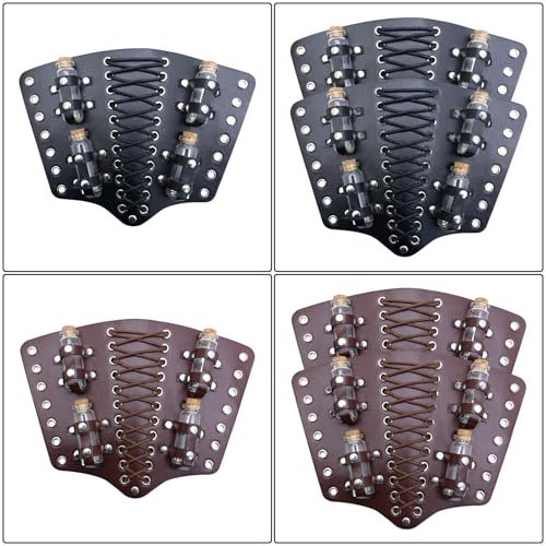 Muñequera steampunk de cuero PU resistente con acabado retro potion 4