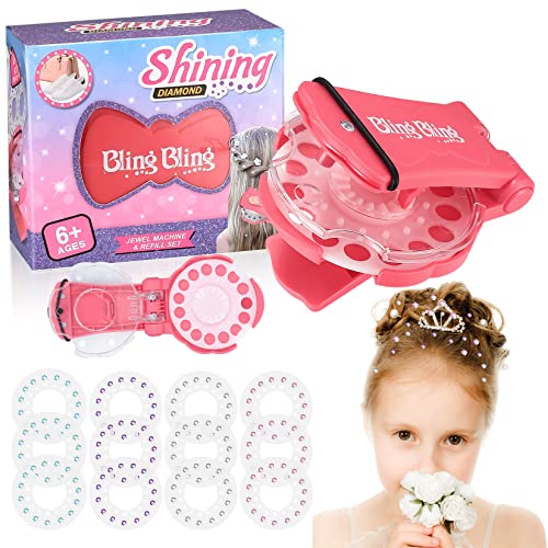 LJAPPLIED Hair Bedazzler Kit, Hair Decoration Kit, Hair Bling Gems Machine, Hair Gem Stamper, Hair Glam Bling Styling Tool with 180 Hair Gems, for Girls Kids