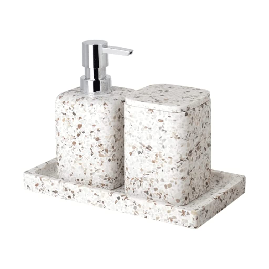 Gepresster Seifenspender Terrazzo-Seifenpumpe 3-teiliges Set - Badezimmer-Accessoires-Set Lotionspender 290ml/9.8oz