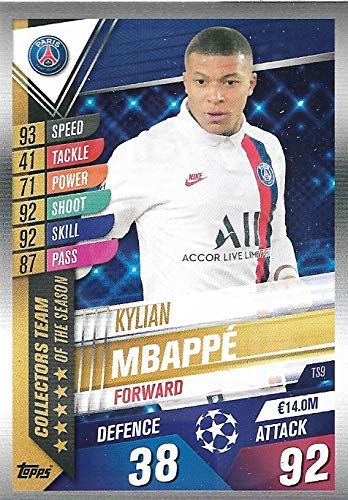 MATCH ATTAX 101 2019/20 KYLIAN MBAPPE TEAM OF THE SEASON CARD