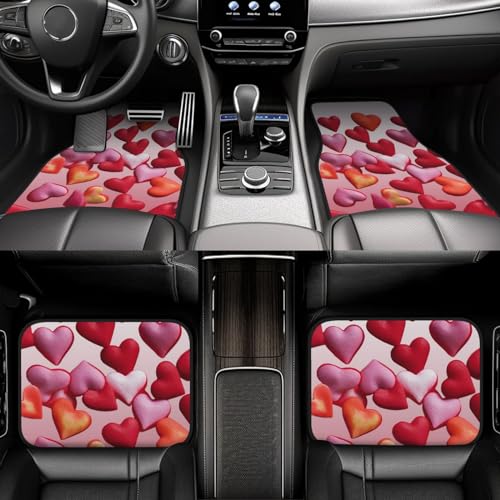 Tapis de sol de voiture cœurs lot de 4 protections auto universelles