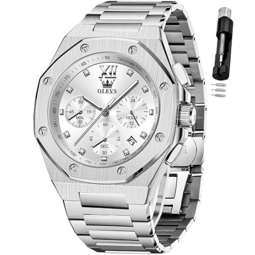 Image of OLEVS Watches for Men Stainless Steel Business Dress Large Easy to Read Analog Watch Waterproof Luminous Casual Luxury Men Watch