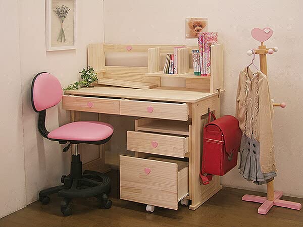 Amazon.co.jp: 国産品 ハンドメイド学習机「フルハート」ピンク椅子付