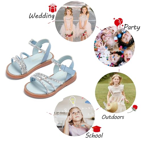 Image of PHIRAMIN Toddler Girl Sandals - Flower Girl Dress Shoes Open Toe Little Kid Flats