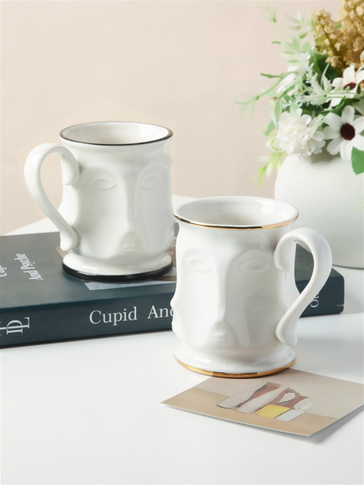 Taza De Café Taza creativa Personalidad Taza de café Frontera Cerámica Desayuno Café Leche Tea Tea Home Kitchen Bebida Diversión Regalo de cumpleaños Tazas Desayuno (Color : Gold Rim)