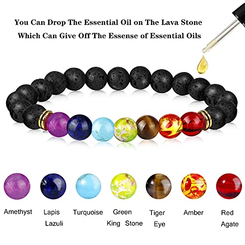 Hazms 18 Pcs Chakra Bracelets For Women Men-Crystal Bracelets Beaded Bracelets Lava Rock 7 Chakra Crystals And Healing Stones Bracelets 8Mm Relief Yoga Menditation Beads Bracelets For Womens #TOP2