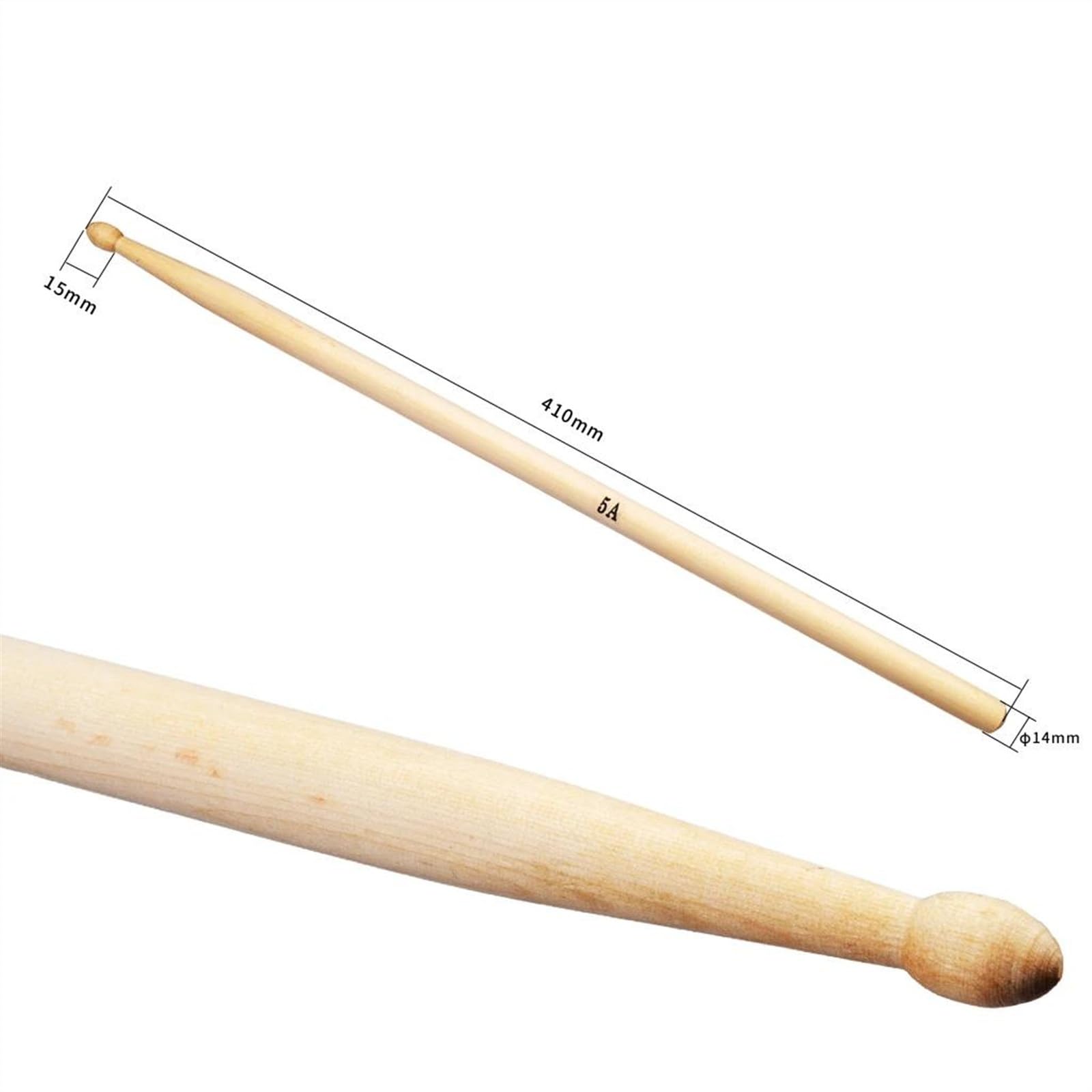 Baquetas para Principiantes Baquetas De Madera De Arce Con Punta Ovalada, Baquetas 5A, Juego De Batería De 16 Pulgadas De Longitud, Accesorios Para Instrumentos (Color : 10 pair)