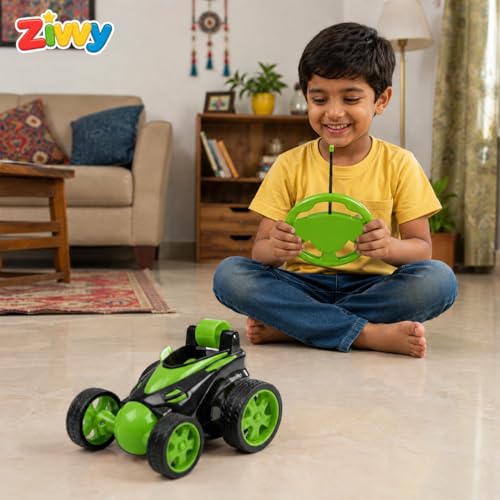 Image of Green 360 Rotating & Rolling Stunt Car Toy | Spin, Stunt, Flip Functions | Remote Control Stunt Car Toy for Kids | Toys for Boys 7-14 Years | Birthday Gift for Kids