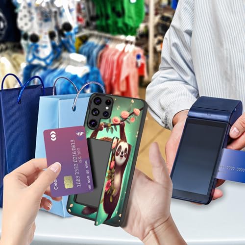 Vobber for Galaxy S24 Ultra Case,Wallet Case Hidden Card Slot Holder Shockproof TPU and PC Dual Layer Protective Case Cover for Samsung Galaxy S24 Ultra 6.8" 2024,Cute Sloth - image 6
