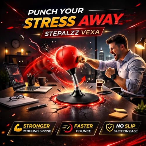 Image of Desktop Punching Bag for Stress Relief, Suction Base Boxing Ball, Strong Rebound Spring, Office Desk Stress Buster Toy for Adults and Kids