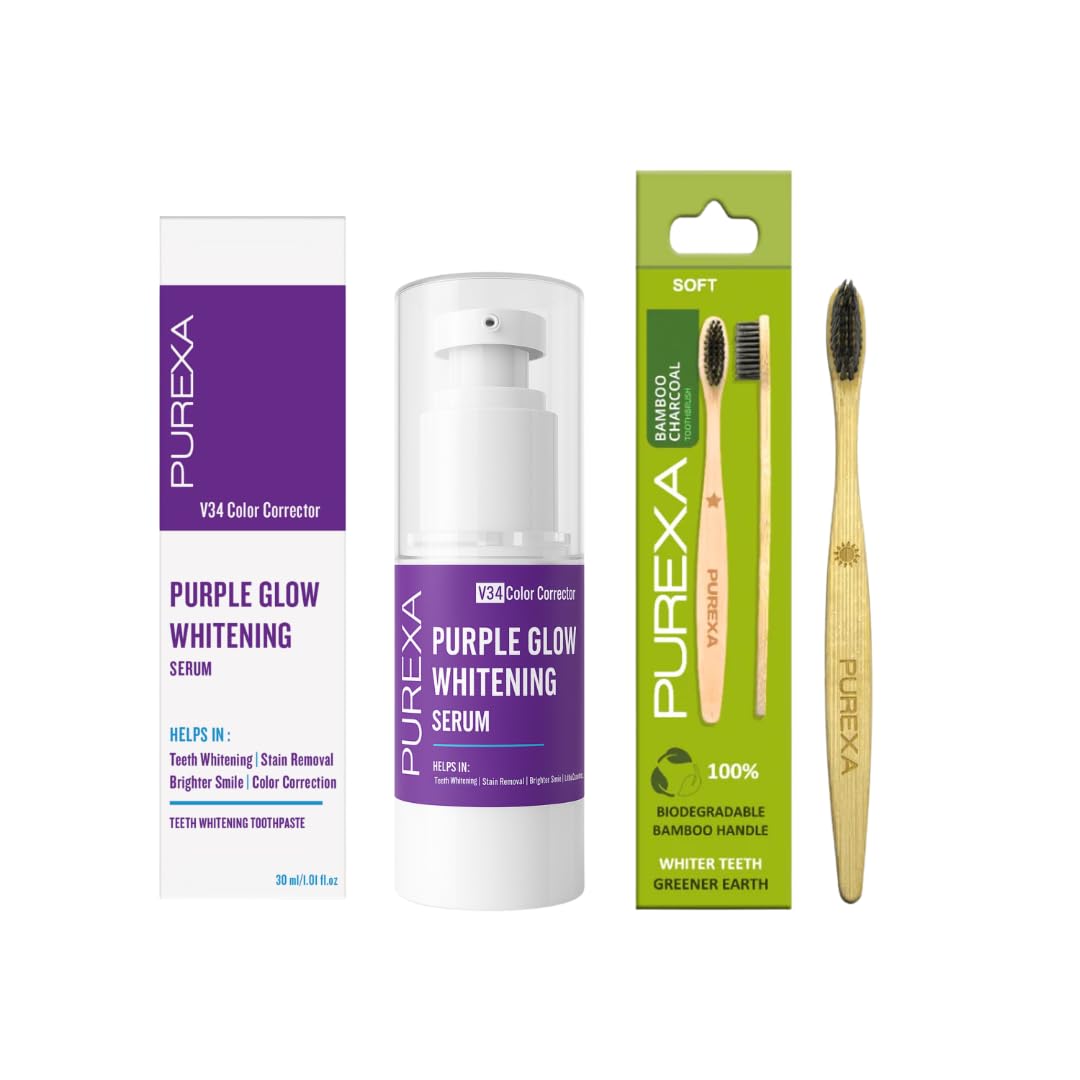 Instant Smile Brightening Kit | V34 Colour Correcting Purple Serum & Bamboo Toothbrush | Instant Colour Balance | Enamel Safe Smile Brightening Formula | Daily Oral Care Combo-image-10