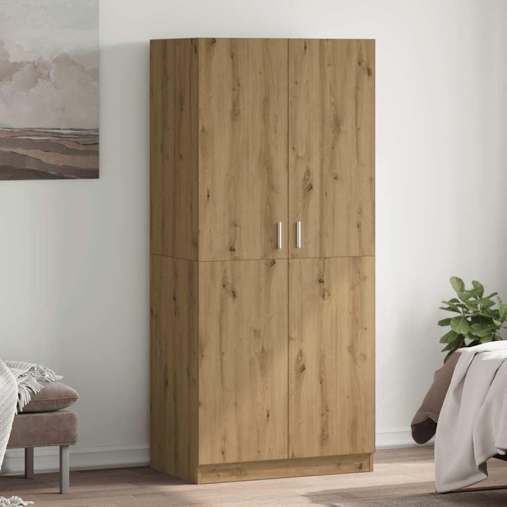 vidaXL Armario de Madera de ingeniería Roble Artesanal 80x52x180 cm, ropero, Armario de Almacenamiento, Organizador de Ropa, guardarropa