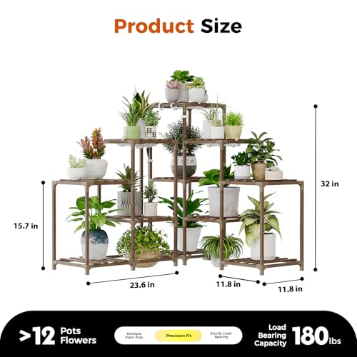 Image of Bamworld Plant Stand with Grow Lights for Indoor Plants 11 Potted Corner Plant Shelf with Plant Lights for Indoor Growing