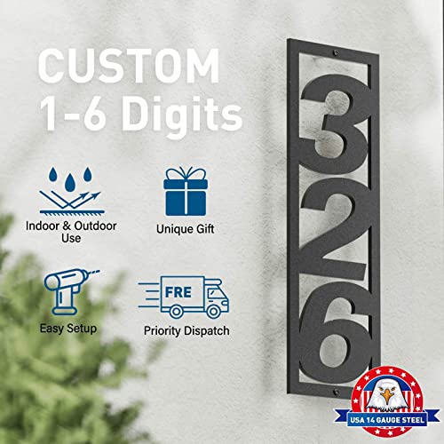 House Numbers For Outside Modern, Personalized Metal Address Number For House, Custom Vertical Or Horizontal Address Plaque With Floating Screw Kit, Weatherproof 911 Visibility Large Sign #TOP3