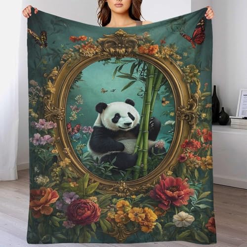 Couverture polaire panda en flanelle de lit chaude 100x130cm