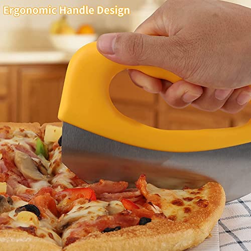 Image of P-Plus International Pizza Cutter and Serving Turner - Pizza Serving Turner - Pizza Cutter Tool - Pizza Spatula - Pizza Cutter Wheel (Set of 2)