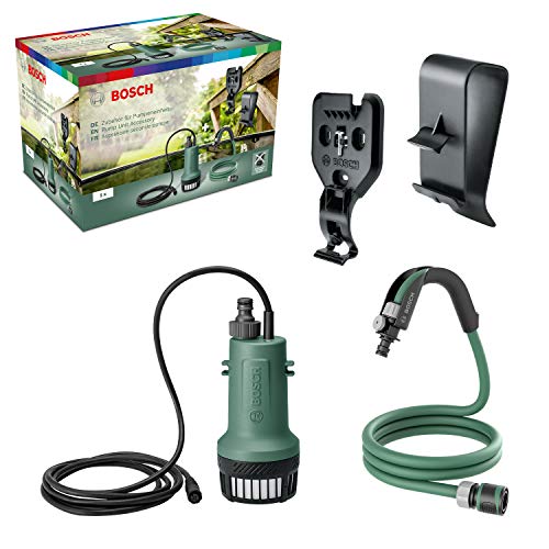 Bosch Kit d'extension pour pompe à eau submersible GardenPump 18 (avec fixations murales et de réservoir et tuyau d'arrosage de 2,5 m, dans un emballage en carton)