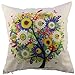 Flowers Tree Cotton Linen Square Decorative Throw Pillow Case Cushion Cover 18 x 18 Inch
