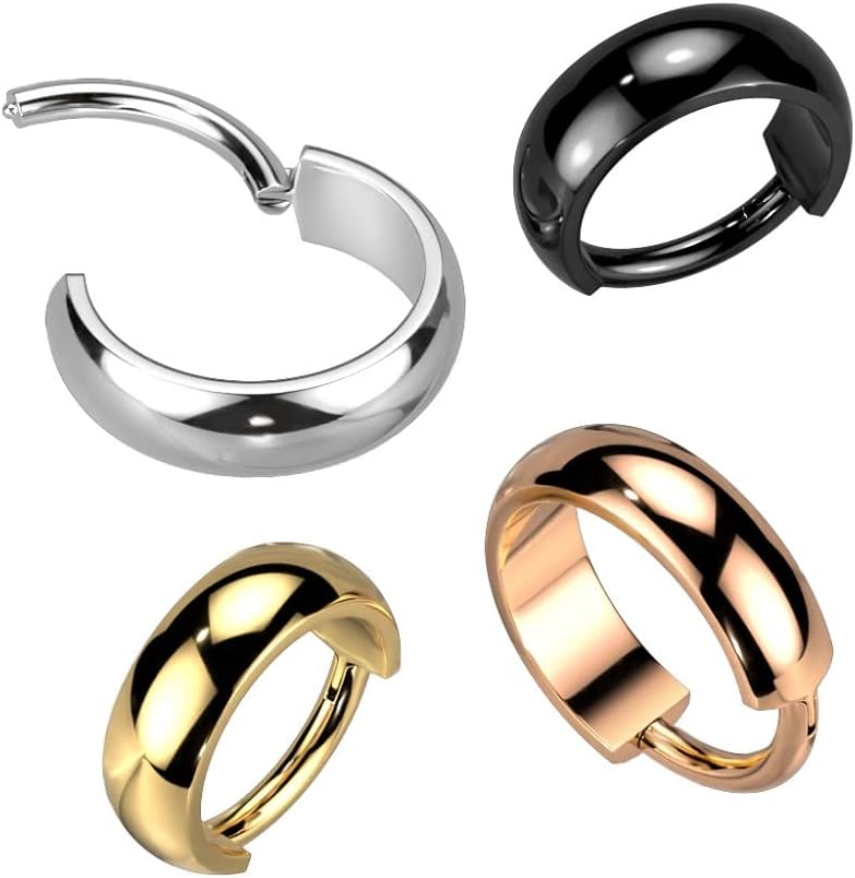 Pierced Owl 16GA G23 Implant Grade Titanium Thick Domed Cuff Hinged Segment Ring - Image 5