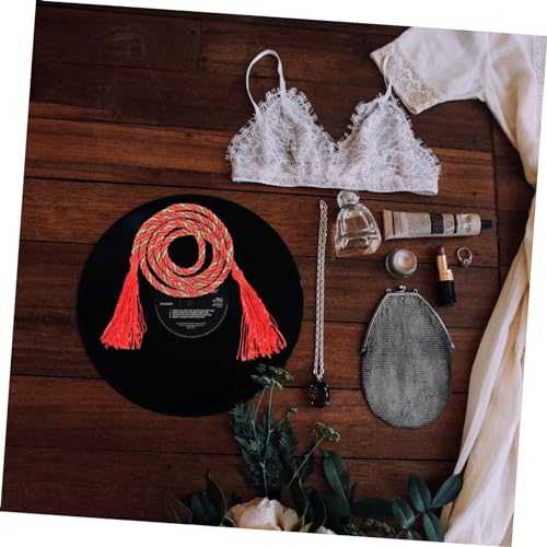 Vintage Japanese Kimono Tassel Waist Belt Elegant Waistband Accessory for Yukata and Traditional Dresses Slimming Decorative Waistband for Women Easy to Wear and Remove Chic Red4