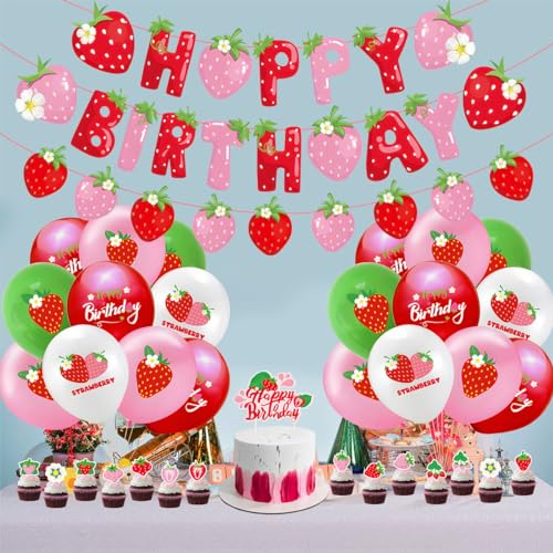 54% Off Strawberry Birthday Party Decoration Set with Balloons - Image 6