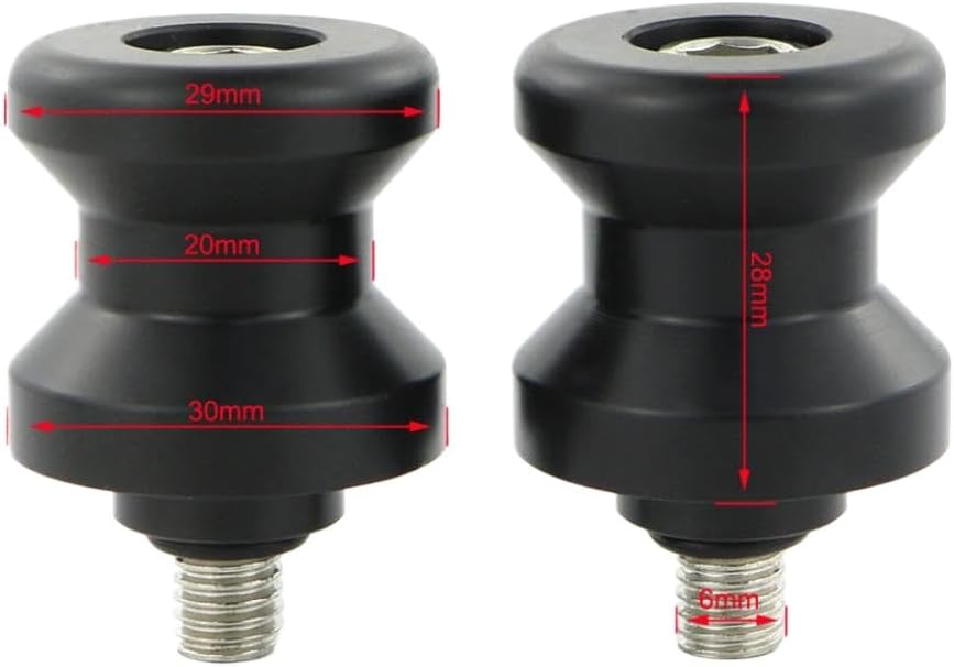 1 Pair M6 Swingarm Sliders Spools Stand Bobbins 6mm Fit for Compatible Motorcycle Swing Arm