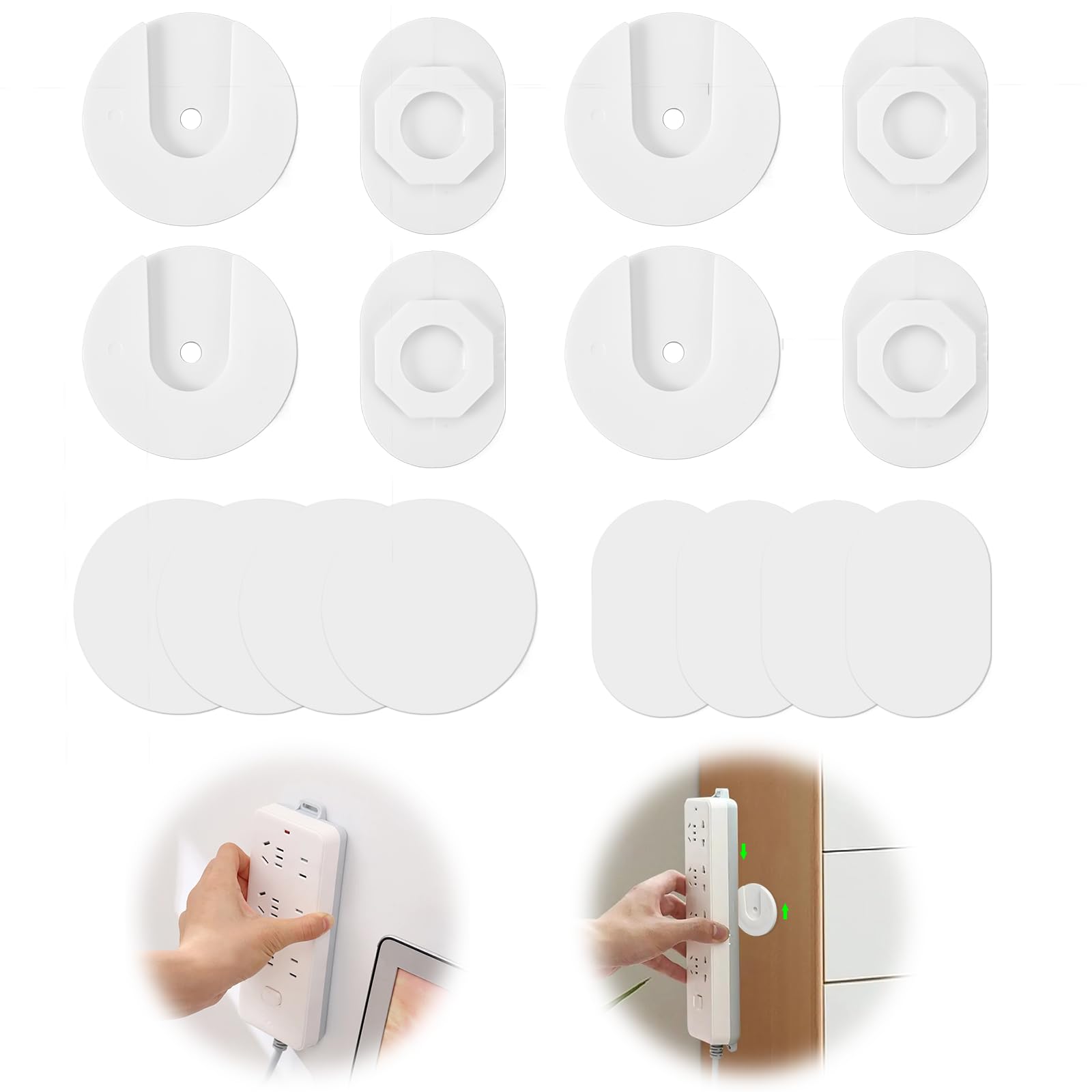 Lot de 4 supports de multiprises - Fixation murale autocollante - Pour boîtes à mouchoirs, routeurs Wi-Fi, ordinateur, cuisine, maison Lot de 4 supports de multiprises - Fixation murale autocollante - Pour boîtes à mouchoirs, routeurs Wi-Fi, ordinateur, cuisine, maison