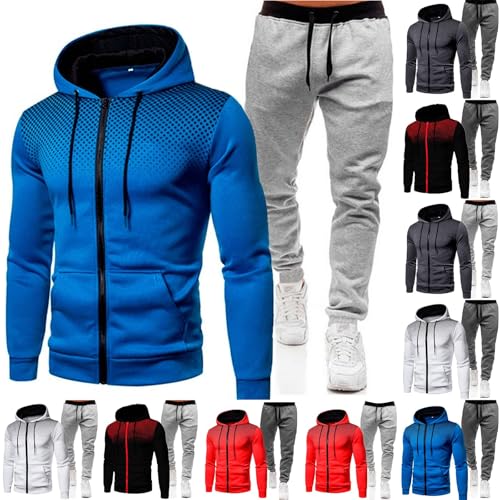 Chándal completo para hombre de invierno 2 piezas sudadera con capucha y pantalones conjunto chaqueta de jogging traje de felpa completo gimnasio hombre ropa deportiva chándales de hombre en oferta,