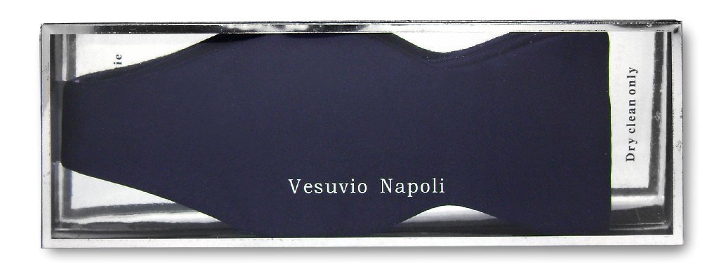 Vesuvio Napoli SELF TIE Bow Tie Solid NAVY BLUE Color Men's BowTie