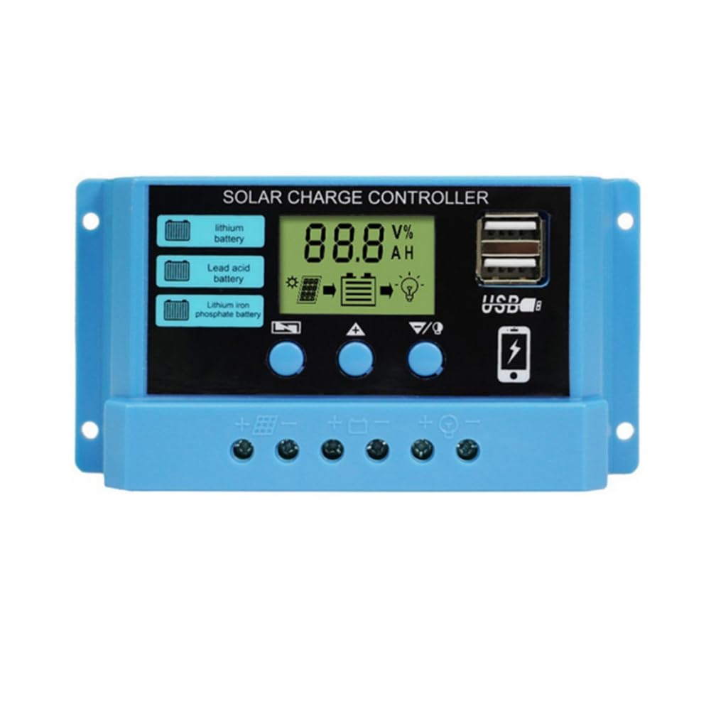 Jnchdghwa Blue Lithium Iron Battery Charger 10A Pwm Solar Charge Controller 12V 24V Pv Regulator Dual Usb Port Stabilizer Lifepo4