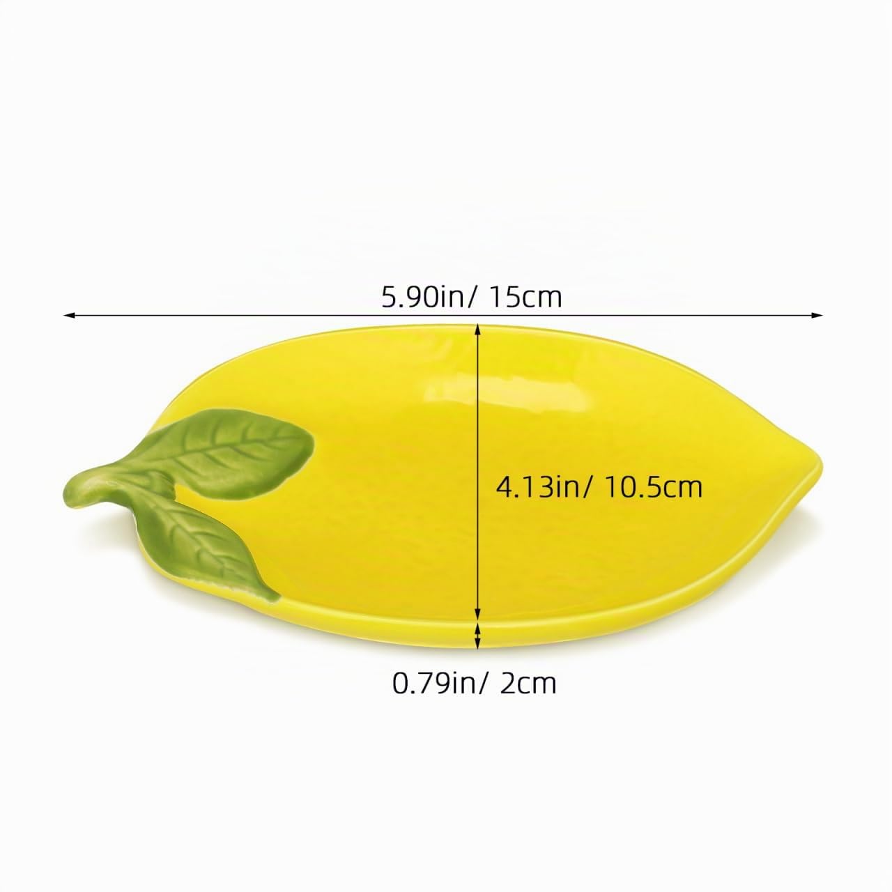 DOITOOL 4 platos de limón en forma de limón Plato de postre de cerámica Cuenco de servir ensalada estética