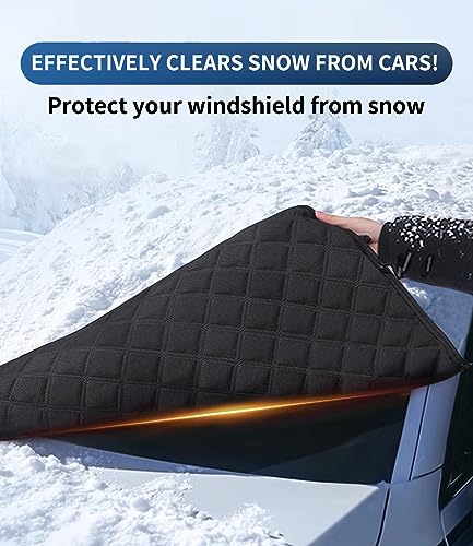 Image of Custom fit for Tesla Windshield Snow Covers, 8 Layers WAaterproof Windproof Protection, Frost Defense, Ice, Sun, Snow, Designed for Tesla Accessories (for Tesla Model S)