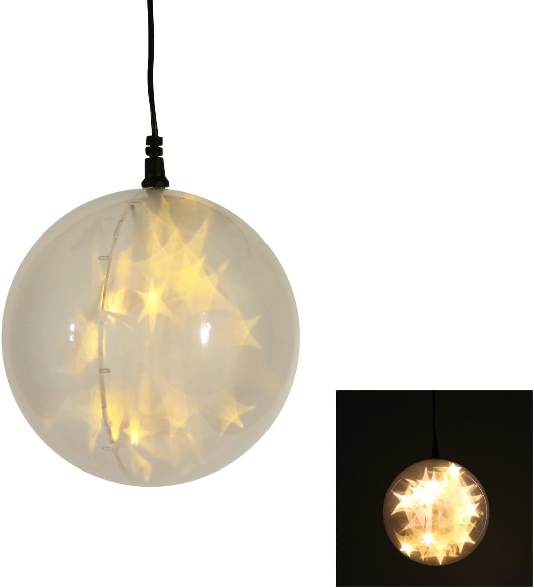 6" LED Lighted Invisilite Holographic Star Warm White Christmas Hanging Ball Sphere