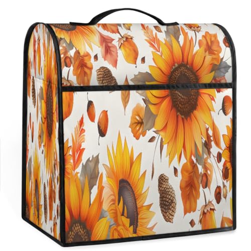 Coffee Maker Cover Autumn Sunflower Kitchen Appliance Covers Small Appliance Covers Blender Cover Juicer Cover Dust Covers for Kitchen Appliances with Top Handle and Pockets,Washable,B975