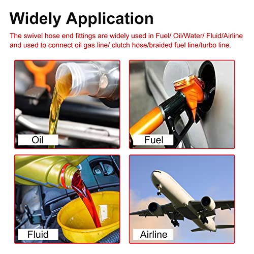 Image of 1PCS 12AN Straight Swivel Hose End Fitting for Braided CPE Fuel Line Anodized Aluminum Alloy Black