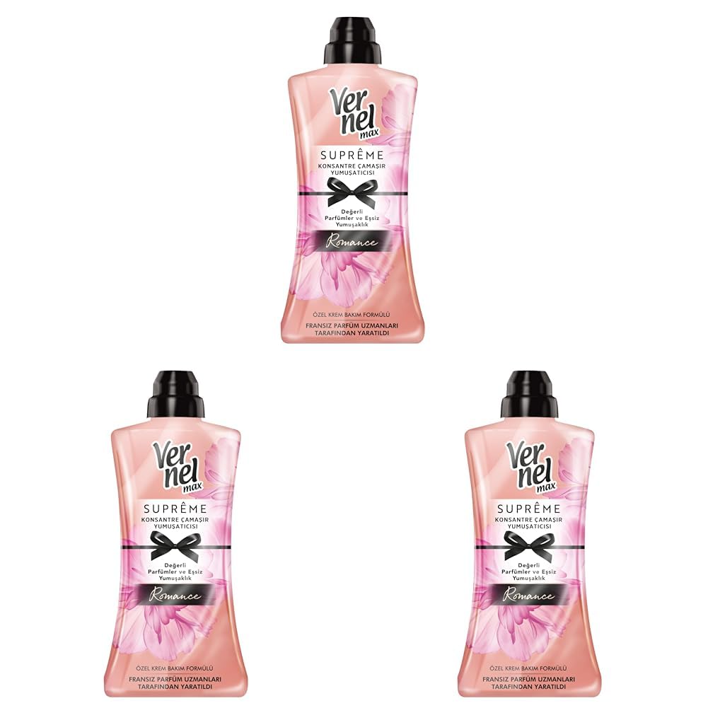 Vernel Max Konsantre Çamaşır Yumuşatıcısı 1200 ml 50 Yıkama Supreme Romance (3 paketi)