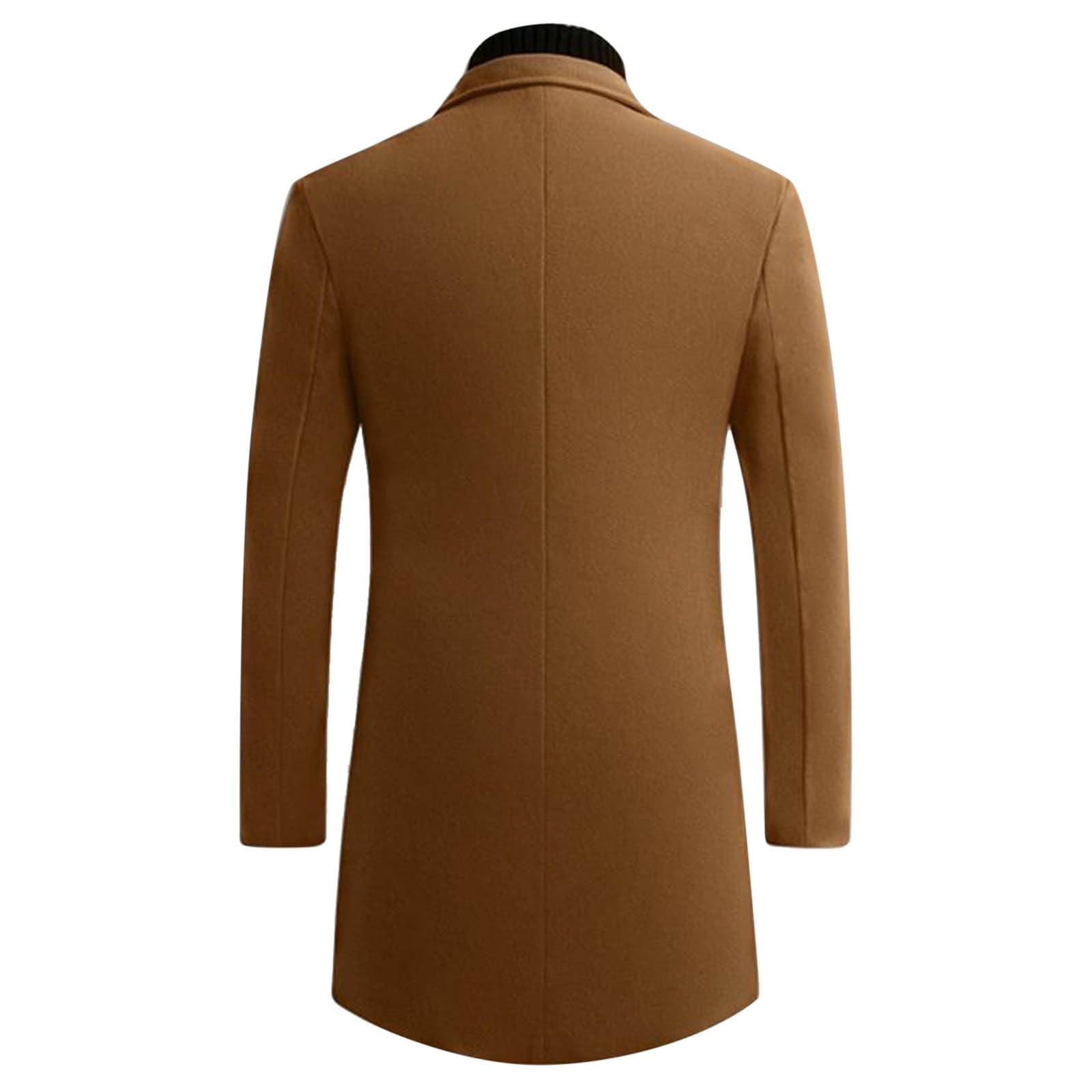Generisch 2026 Trenchcoat Herren Herren Wollmantel Einfarbig Übergröße Slim Fit Knielang Windjacke Herrenmantel (Khaki, XXL)