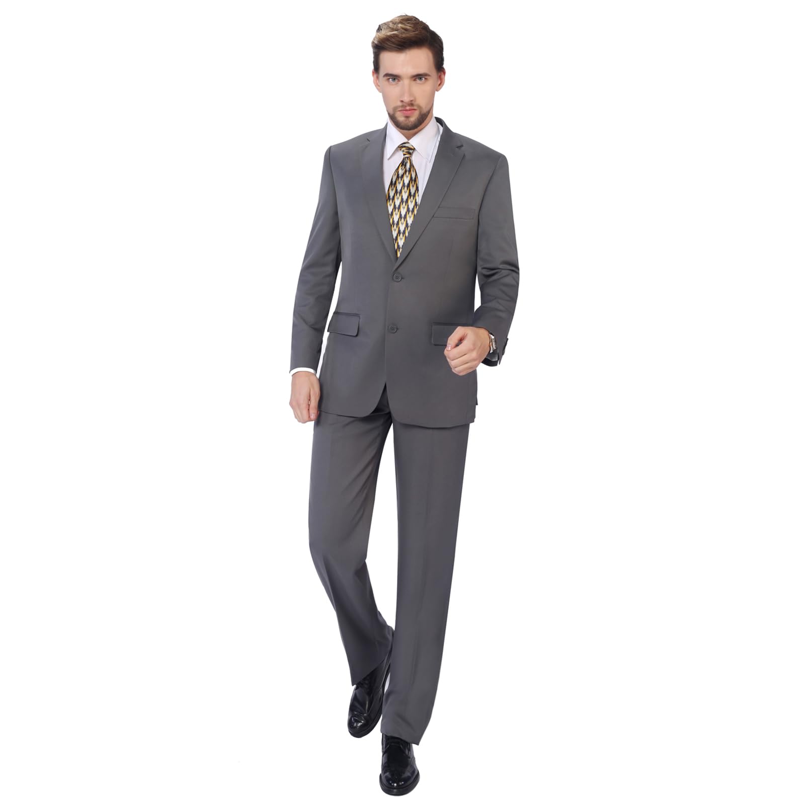 P&L Men's 2-Piece Classic Fit Single Breasted 2 Buttons Blazer & Trousers Suit