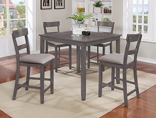 Henderson 5-Pc Grey Wood Counter Height Table Set by Crown Mark
