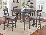 Henderson 5-Pc Grey Wood Counter Height Table Set by Crown Mark